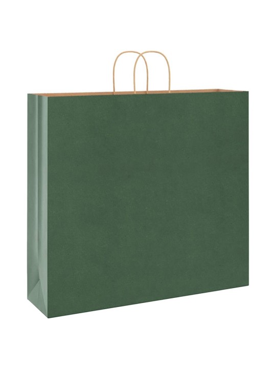 Papírové tašky 50 ks s uchy zelené 54x15x49 cm