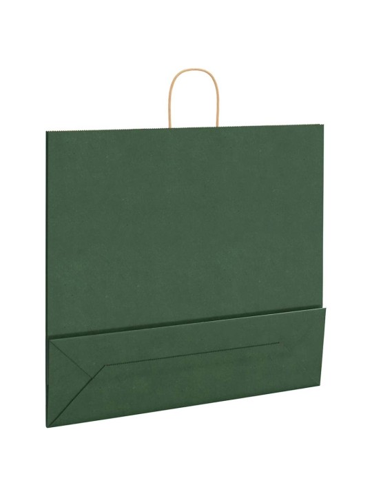 Papírové tašky 50 ks s uchy zelené 54x15x49 cm