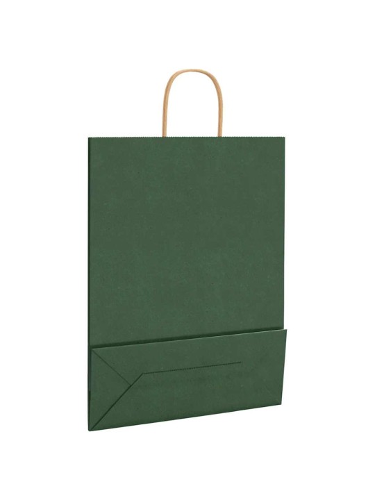 Papírové tašky 250 ks s uchy zelené 32x12x42 cm