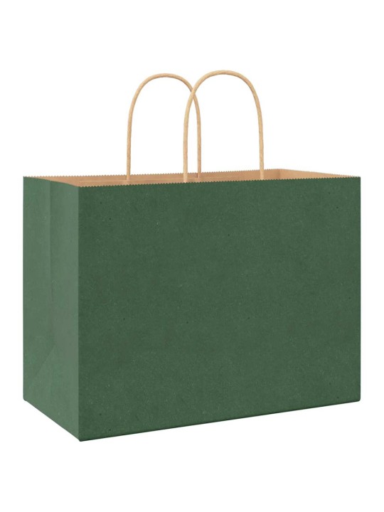 Papírové tašky 250 ks s uchy zelené 32x17x25 cm