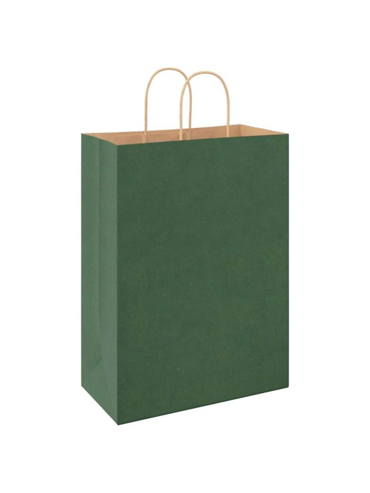 Papírové tašky 250 ks s uchy zelené 32x17x44 cm
