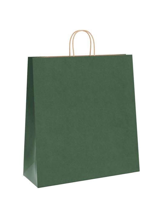 Papírové tašky 250 ks s uchy zelená 45x17x48 cm
