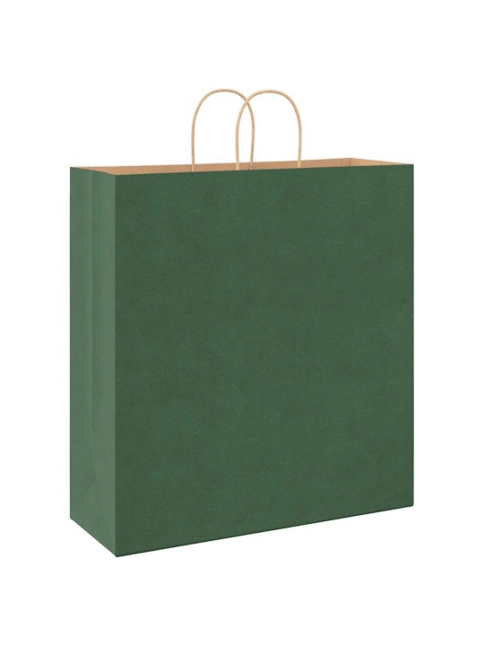 Papírové tašky 250 ks s uchy zelená 45x17x48 cm
