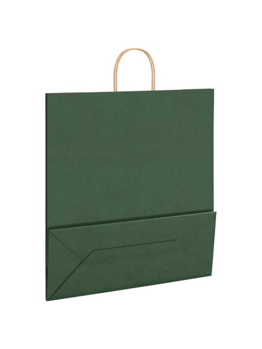 Papírové tašky 250 ks s uchy zelená 45x17x48 cm