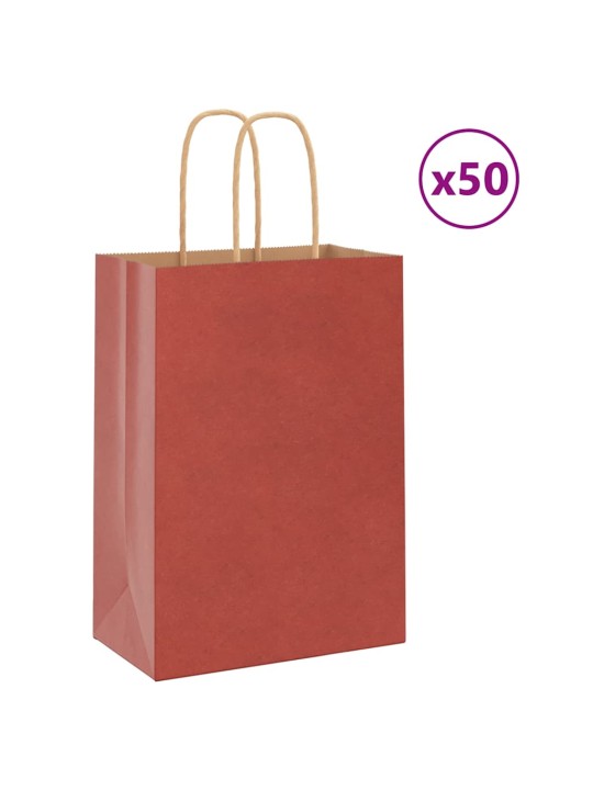 Papírové sáčky 50 ks s uchy červené 15x8x21 cm