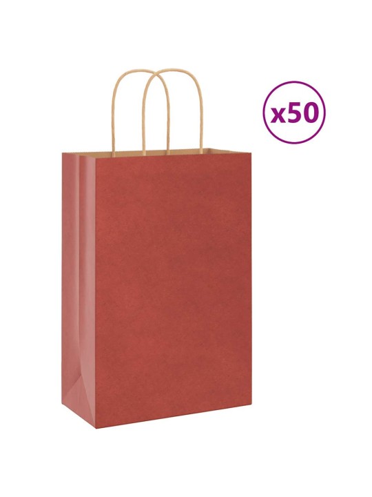 Papírové tašky 50 ks s uchy červené 21x11x31 cm