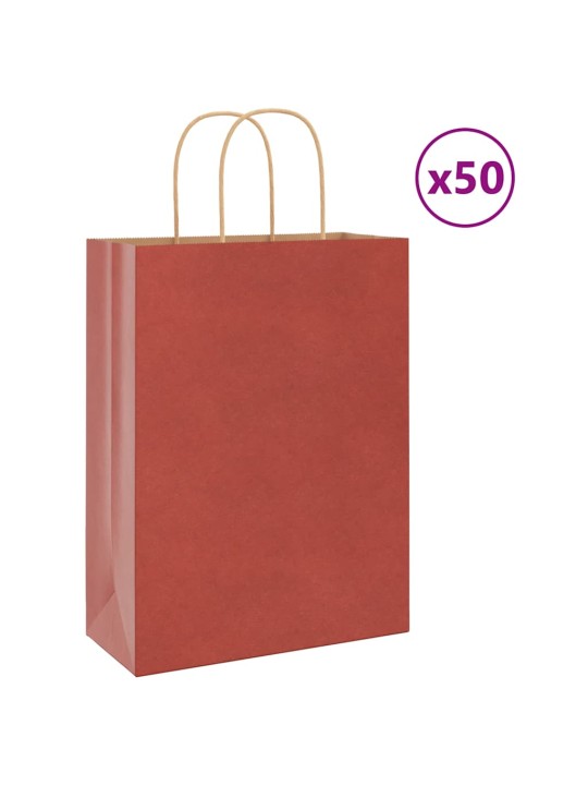 Papírové tašky 50 ks s uchy červené 26x12x35 cm