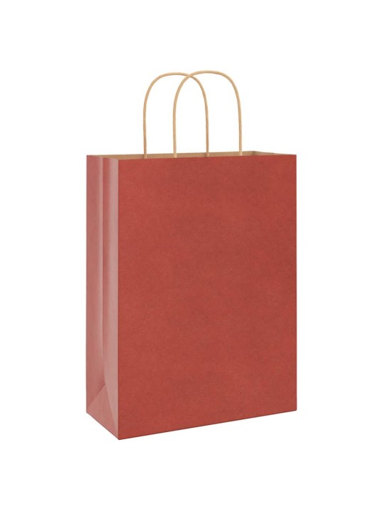 Papírové tašky 50 ks s uchy červené 26x12x35 cm
