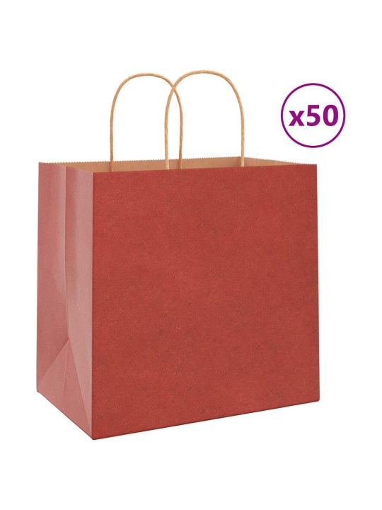 Papírové tašky 50 ks s uchy červené 26x17x25 cm
