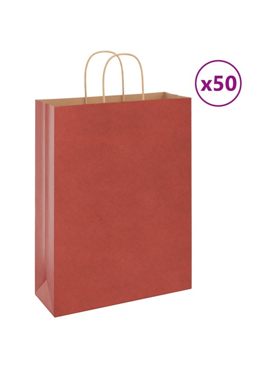 Papírové tašky 50 ks s uchy červené 32x12x42 cm