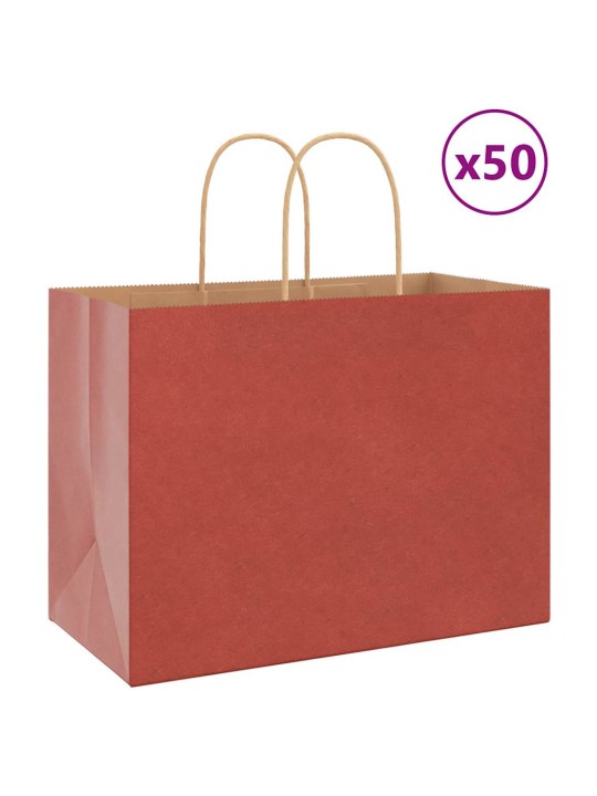 Papírové tašky 50 ks s uchy červené 32x17x25 cm