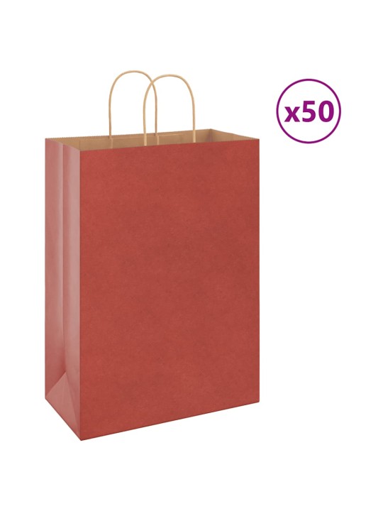 Papírové tašky 50 ks s uchy červené 32x17x44 cm