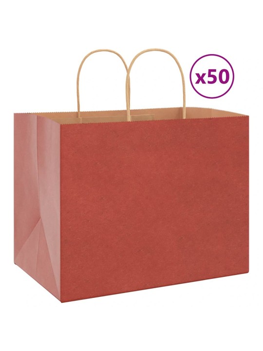 Papírové tašky 50 ks s uchy červené 32x22x24 cm