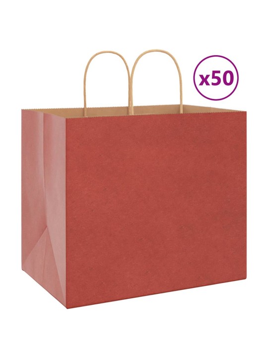 Papírové tašky 50 ks s uchy červené 32x22x28 cm