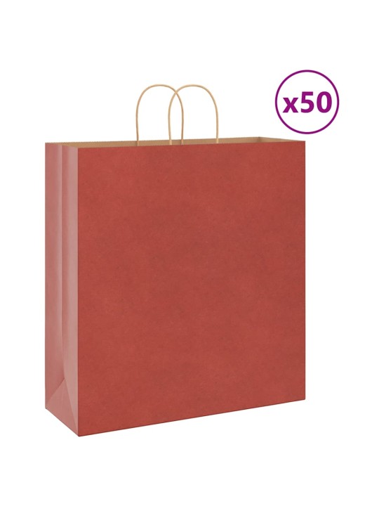 Papírové tašky 50 ks s uchy červené 45x17x48 cm
