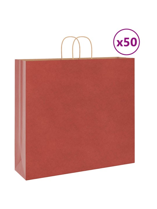 Papírové tašky 50 ks s uchy červené 54x15x49 cm