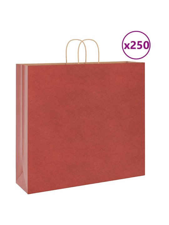Papírové tašky 250 ks s uchy červené 54x15x49 cm