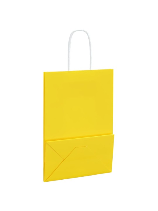 Papírové tašky 50 ks s uchy žlutá 15x8x21 cm