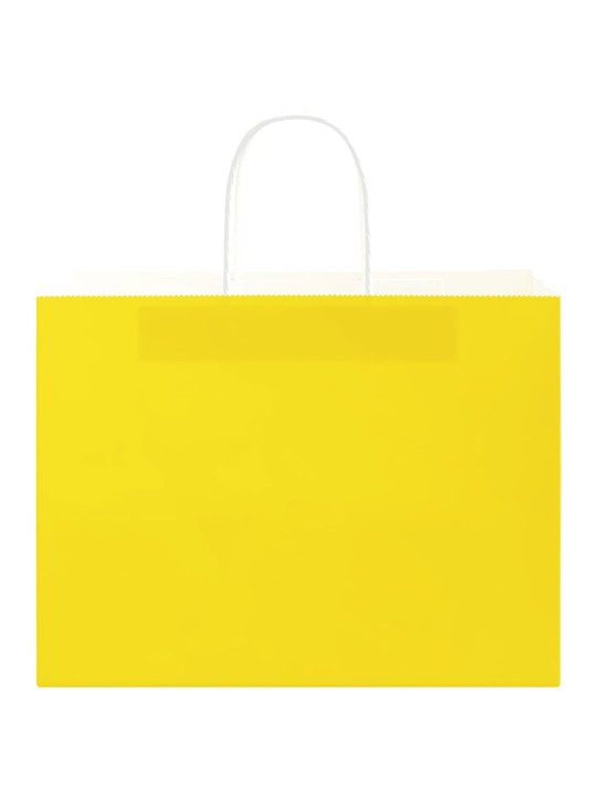 Papírové tašky 50 ks s uchy žlutá 32x17x25 cm