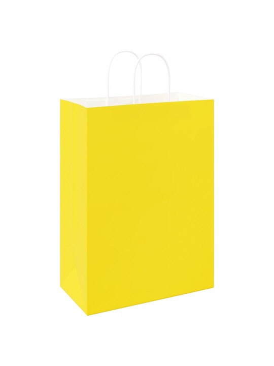 Papírové tašky 50 ks s uchy žluté 32x17x44 cm