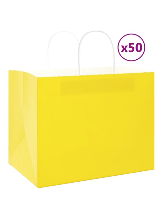 Papírové tašky 50 ks s uchy žluté 32x22x24 cm