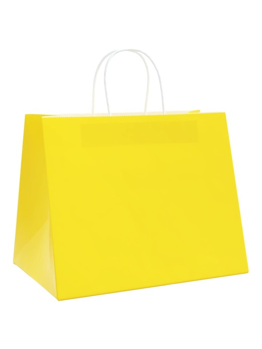 Papírové tašky 50 ks s uchy žluté 32x22x24 cm