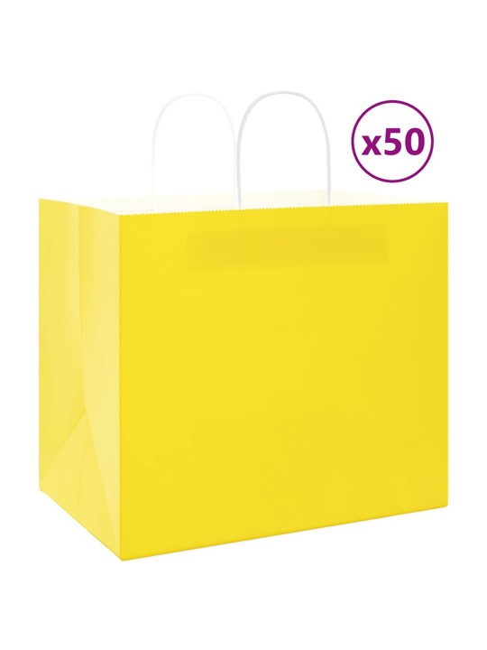 Papírové tašky 50 ks s uchy žluté 32x22x28 cm