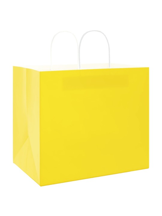Papírové tašky 50 ks s uchy žluté 32x22x28 cm