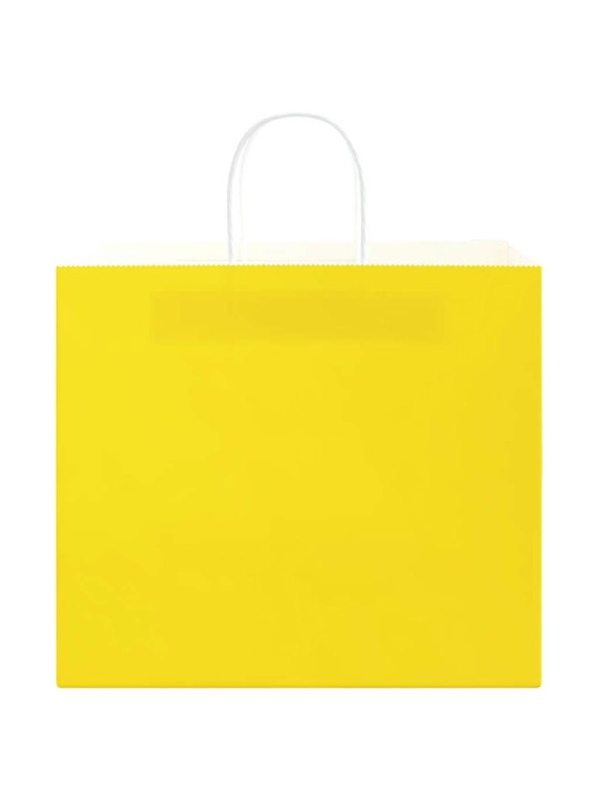 Papírové tašky 50 ks s uchy žluté 32x22x28 cm