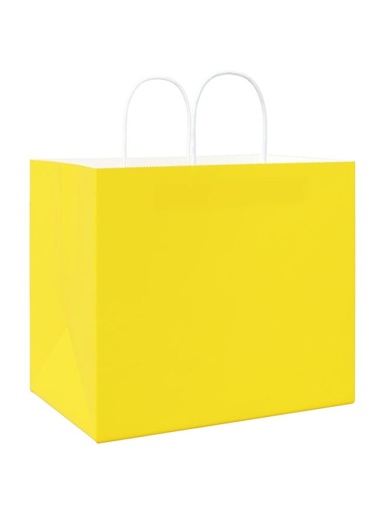 Papírové tašky 50 ks s uchy žluté 32x22x28 cm