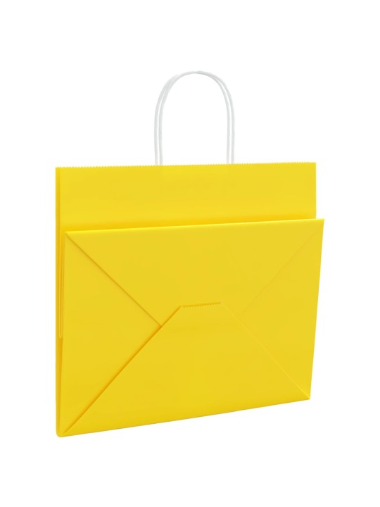 Papírové tašky 50 ks s uchy žluté 32x22x28 cm