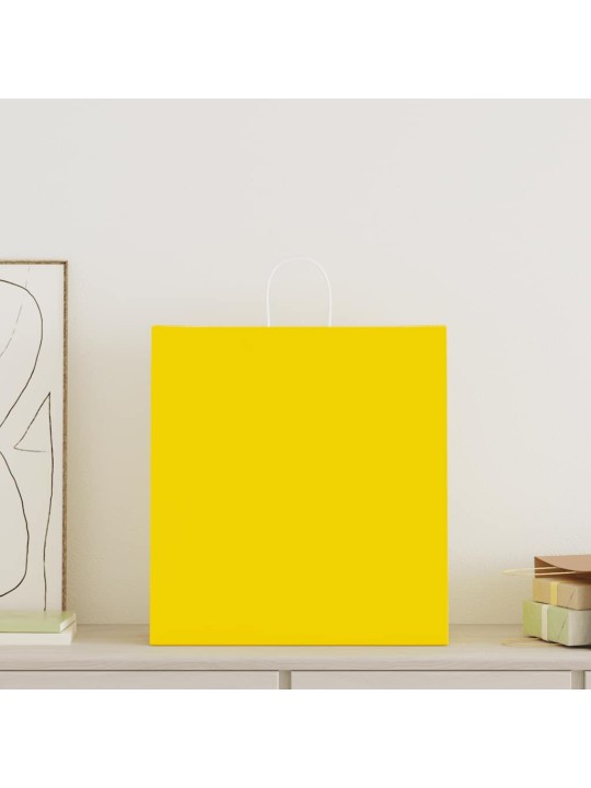 Papírové tašky 50 ks s uchy žlutá 45x17x48 cm