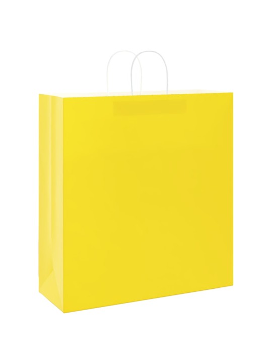 Papírové tašky 50 ks s uchy žlutá 45x17x48 cm