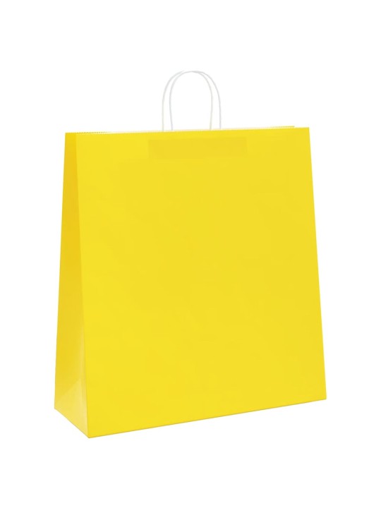 Papírové tašky 50 ks s uchy žlutá 45x17x48 cm