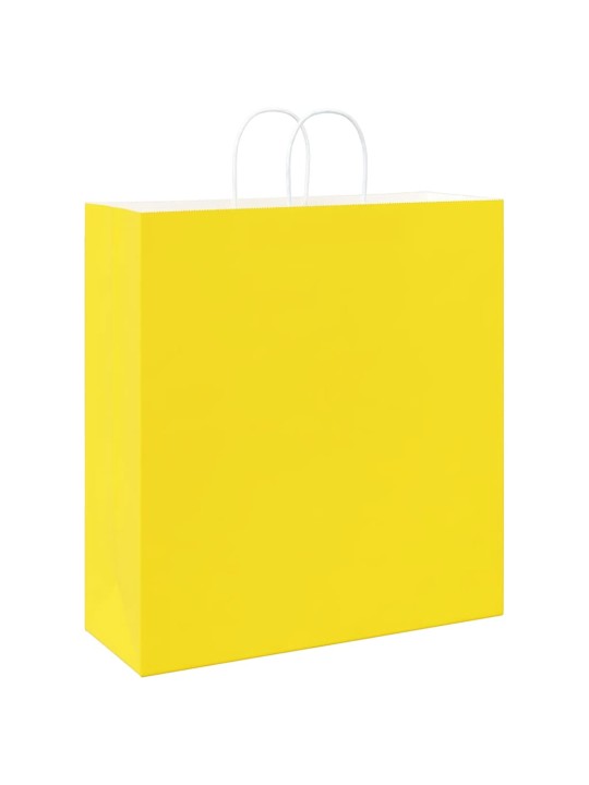 Papírové tašky 50 ks s uchy žlutá 45x17x48 cm