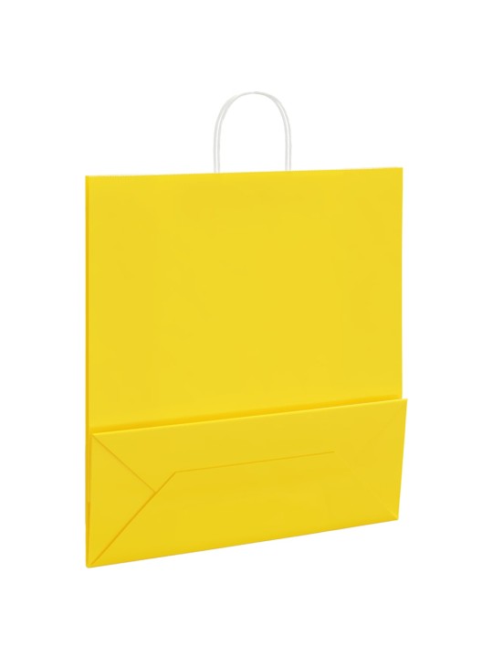 Papírové tašky 50 ks s uchy žlutá 45x17x48 cm