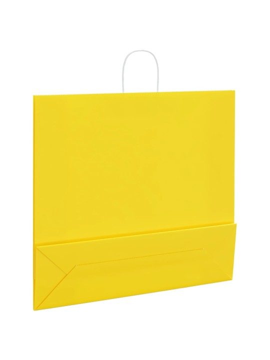 Papírové tašky 50 ks s uchy žlutá 54x15x49 cm