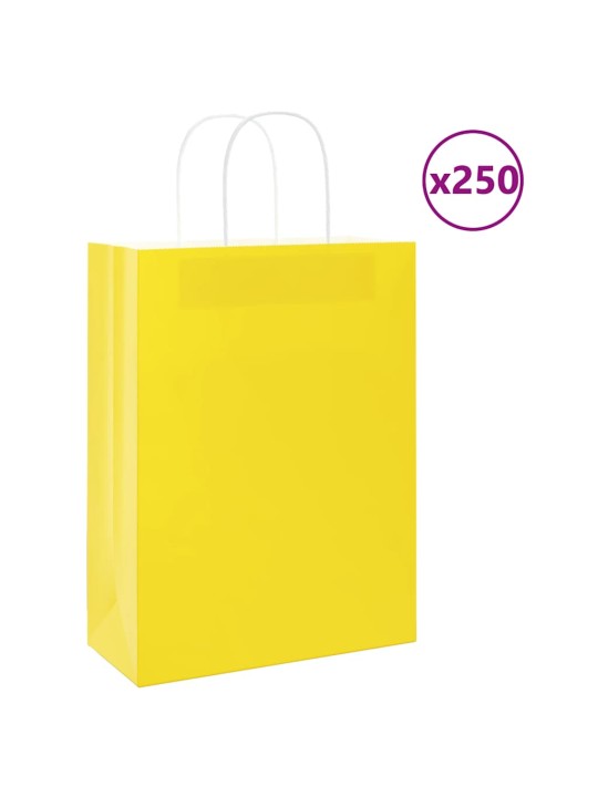 Papírové sáčky 250 ks s uchy žluté 26x12x35 cm