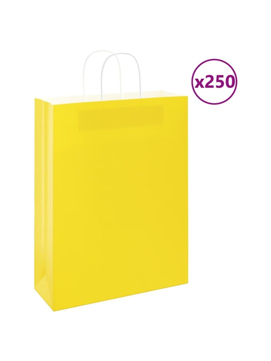 Papírové sáčky 250 ks s uchy žluté 32x12x42 cm