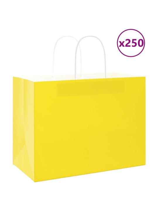 Papírové sáčky 250 ks s uchy žluté 32x17x25 cm