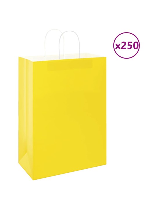Papírové tašky 250 ks s uchy žluté 32x17x44 cm