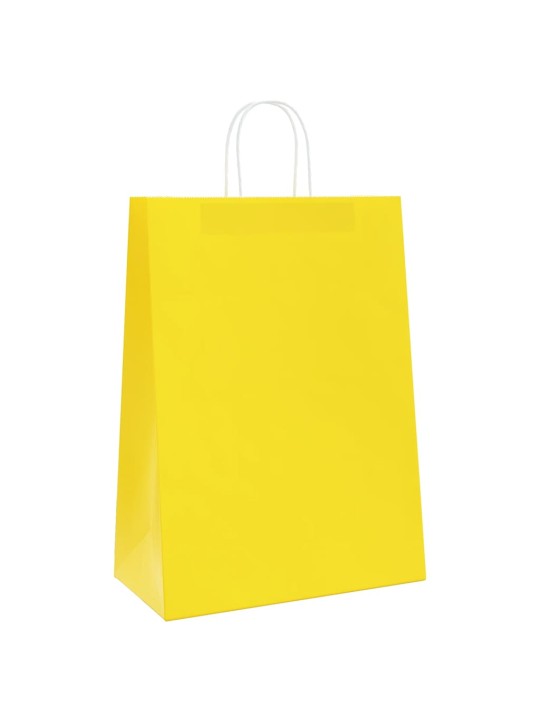 Papírové tašky 250 ks s uchy žluté 32x17x44 cm