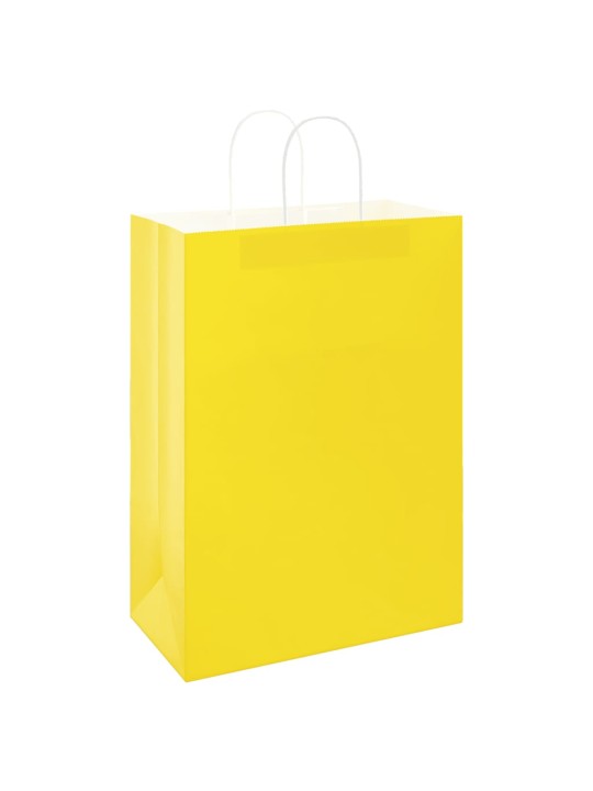 Papírové tašky 250 ks s uchy žluté 32x17x44 cm