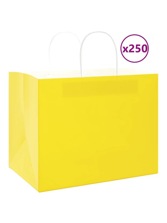 Papírové sáčky 250 ks s uchy žluté 32x22x24 cm