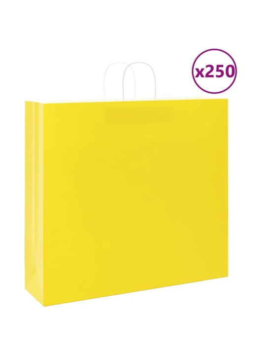 Papírové tašky 250 ks s uchy žlutá 54x15x49 cm