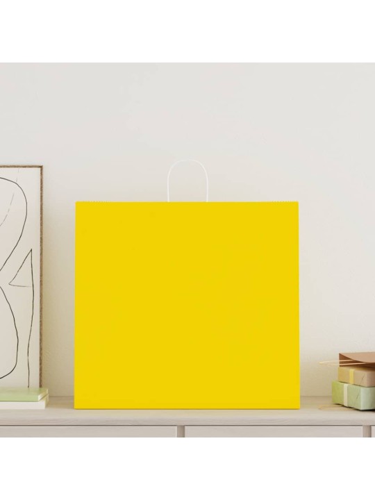 Papírové tašky 250 ks s uchy žlutá 54x15x49 cm