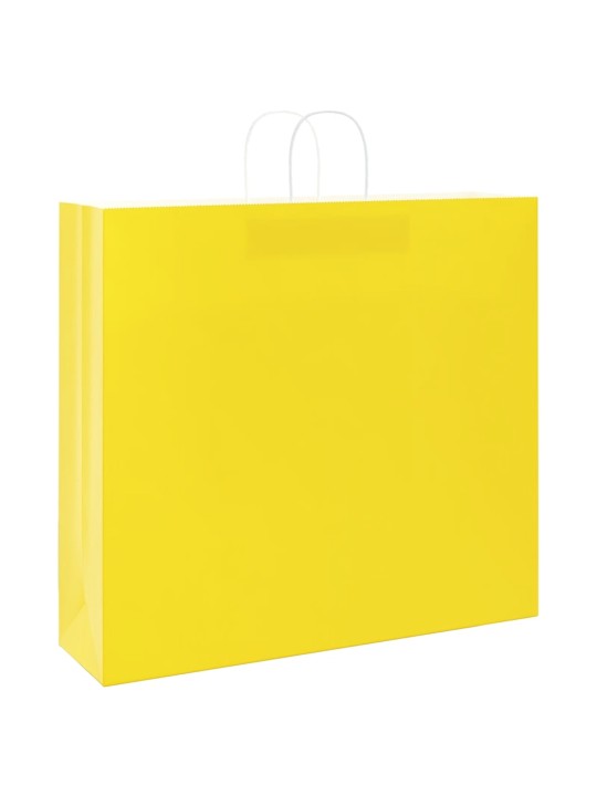 Papírové tašky 250 ks s uchy žlutá 54x15x49 cm