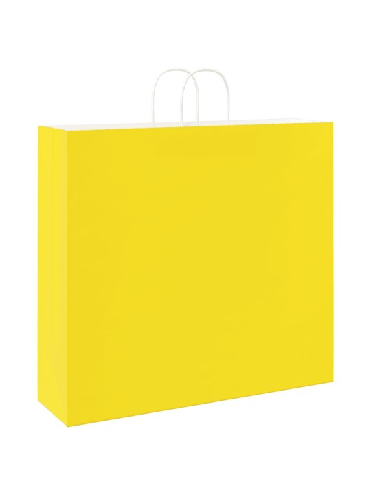 Papírové tašky 250 ks s uchy žlutá 54x15x49 cm