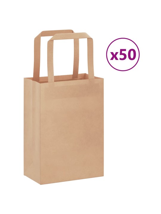 Papírové tašky 50 ks s uchy hnědé 15x8x21 cm
