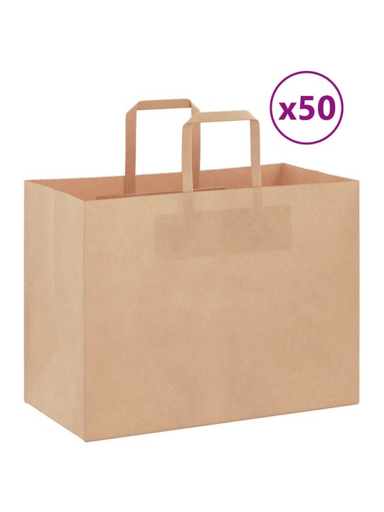 Papírové tašky 50 ks s uchy hnědé 32x17x25 cm